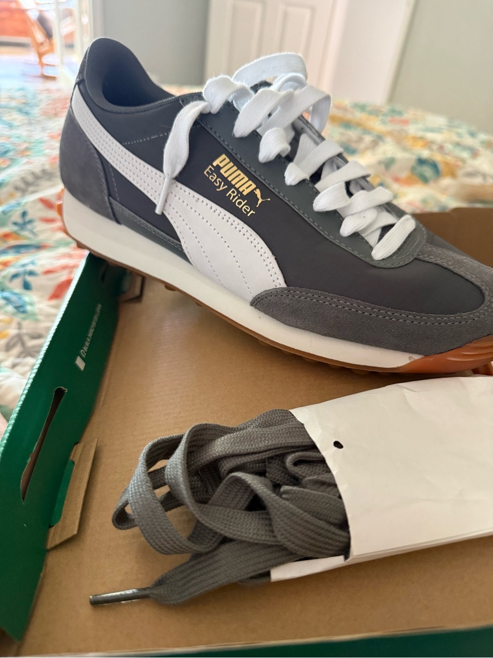 Puma Easy Rider Dub Gray and White Sneakers M 10 W 11 - Picture 2 of 10